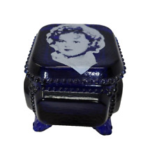 Vintage Shirley Temple Footed Trinket Box with Lid Cobalt Blue Westmoreland  picture
