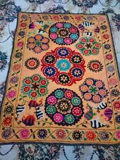 Silk Suzani wall hanging Vintage Uzbek handmade embroidery 160x203 63