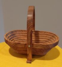 Vintage Signed Deep Spring Collapsible Wooden Basket 10x6