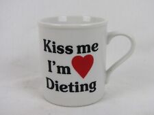Vintage Papél Mug-“Kiss me I’m Dieting”-White-Made in Japan-EUC picture