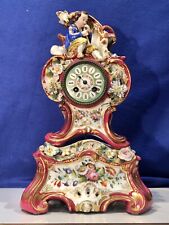 antique JAPY FRERES French FIGURAL Porcelain Strikes Clock,porcelain Dial picture