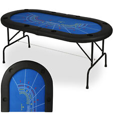 CARSTY Folding 8 Players Baccarat Card Game Table with Cup Holders Texas Hold'em picture