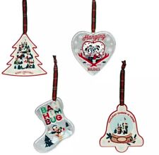 New Disney Parks Mickey Mouse & Friends 2021 Holiday Lodge Metal 4 Ornament Set picture
