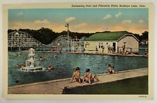 Buckeye Lake OH Ohio Swimming Pool & Filtration Plant Vintage 1953 Postcard L2 picture