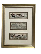 Antique Stevengraph Woven In Silk Vintage Framed Hunting Horses Dogs Bike Race picture