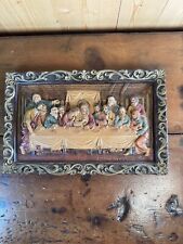 Vintage Last Supper Chalkware  Jesus Religious Christian Wall Plaque 14” X 9” picture