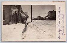 May 1905 Snowstorm, street scene, bank  RPPC Postcard 403 picture