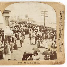 Coney Island Boardwalk Stereoview c1905 Whiting New York Photo Studio Card H464 picture