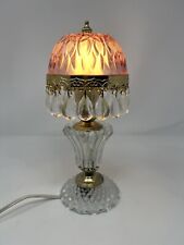VTG Michelotti Style Holland Pink Cut Glass Crystals Boudoir Table Lamp 9-10 in picture