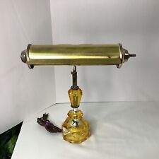 Vintage Glass & Brass Adjustable Desk Lamp picture