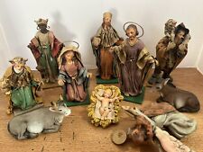 Vintage Nativity Cartapesta Paper Mache 10 Piece Set Italy Angel Jesus Mary Wise picture