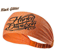 Harley Davidson Glitter Logo Orange Hairband Wrap Headband Breathable Mesh New picture
