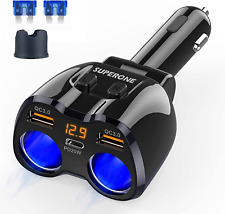 Car Charger for Phone with Dual Cigarette Lighter Adapter 2 Socket 180W picture