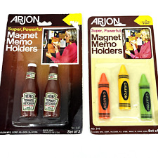 Vintage ARJON Refrigerator Magnets Memo Holders LOT Ketchup & Crayons NEW picture