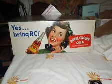 VINTAGE ROYAL CROWN RC COLA - CARDBOARD TROLLEY/BUS SIGN - 1940's - NEAR MINT picture