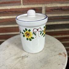 Vintage Floral Jar With Lid Flowers Yellow White Canister Home Decoration Medium picture