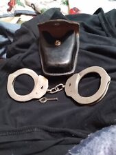 Vintage 1974 Jay-pee Police Handcuffs With Key And Original Belt Pouch picture