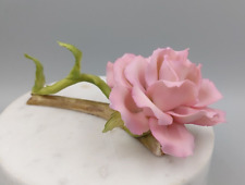 Vintage Porcelain Capodimonte Italy Large Pink Rose Blossom on Stem 6