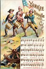 1908 Patriotic Postcard Soldiers Music Sheet Singing Yankee Doodle T15 picture