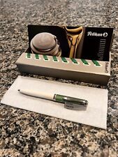 Pelikan Souveran 605 Ballpoint Pen in Green-White with Silver Trim - NEW in Box picture
