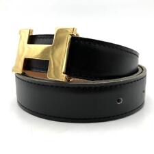 HERMES Constance Z Engraved Reversible H Logo Leather Black Belt - Luxurious Go picture
