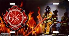 Fire Fighting Firemen Firefighters Flames Color Art License Plate 12