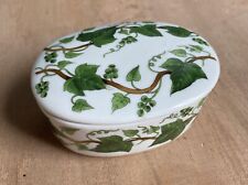 Small vintage Green Ivy Porcelain Trinket Box picture