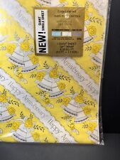 Vintage Happy Anniversary Wrapping Paper ~ Yellow & Silver Bells & Roses ~ USA picture