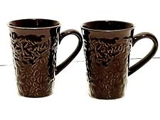 Pair of 2 Kahlua Textured Coffee Bean Mug Cups - Brown picture