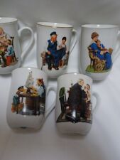 Vintage 1982 Norman Rockwell Museum Collection Set Of 5 Coffee Mugs picture
