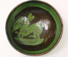Vintage Mexico Patamban Michoacan Redware Footed Bowl Bunny Rabbit  7