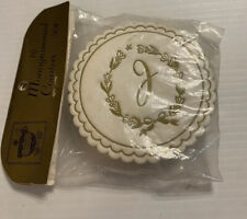 Vintage Royal Imprints Paper “J” Monogrammed Coasters - 16 New White, Gold picture