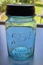 Vintage BALL Aqua Perfect Mason Jar 1 Pint -  Zinc Porcelain Lid picture