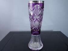 Antique 800 Silver Mounted Amethyst Cut to clear Vase picture