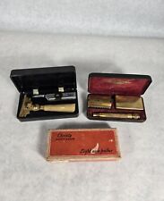 Antique Vintage Razors Lot of 3 Gillette W/Blades - Shick Injector - Christy picture