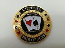 Golden BULLETS PAIR OF ACES Casino Poker Card Guard Cover Protector picture