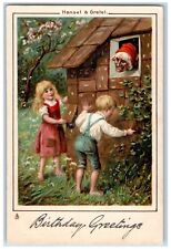 Birthday Postcard Greetings Spooky Santa On Window Children Tuck's 1907 Antique picture