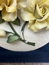Vintage Italy Franklin Mint Plate Yellow Roses of Capodimonte picture