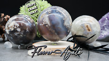 Black Flower Agate Crystal Sphere With Natural Druzy picture