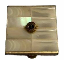 lions International emblem mini small pill box mother of pearl Vintage. picture