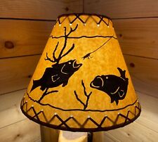 Rustic Oiled Kraft Lamp Shade with Fish Design - 12