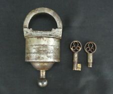 Vintage Big Puzzle Lock: Handmade Iron Lock With Tricky Mechanism, Two Keys picture