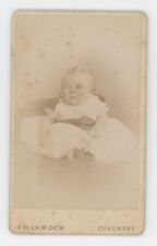 Antique CDV Circa 1870s Adorable Baby in White Dress Dew Coventry England UK picture