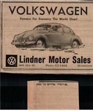 1958 Volkswagen Bug Beetle Car Automobile Michigan newspaper ad 4x3
