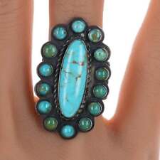 sz5.5 Vintage Native American sterling and turquoise cluster ring picture