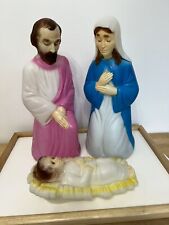 Vintage Empire Blow Mold 3 Piece Nativity Set Mary Joseph & Baby Jesus Christmas picture