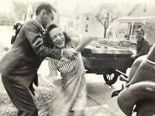 VH Photograph Man Grabbing Wrestling Woman Laughing Playing 1940's Old Car picture