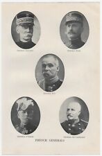 c1914 WWI Photo print FIVE FRENCH GENERALS  9.5