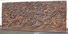 HUGE 6' antique hand carved wood figural African wall relief sculpture plaque picture