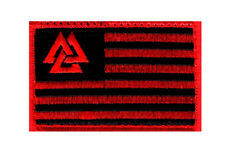 Valknut Flag Embroidered Hook Patch Odin Viking (3.0 X 2.0 MTV1) picture